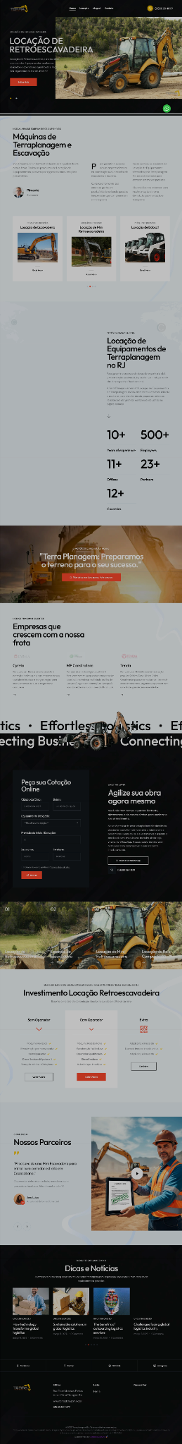Captura do site Terraplanagem Rio, case real da EXEKUTA